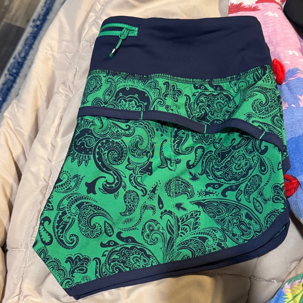 lululemon athletica Green and Navy Athletic Shorts